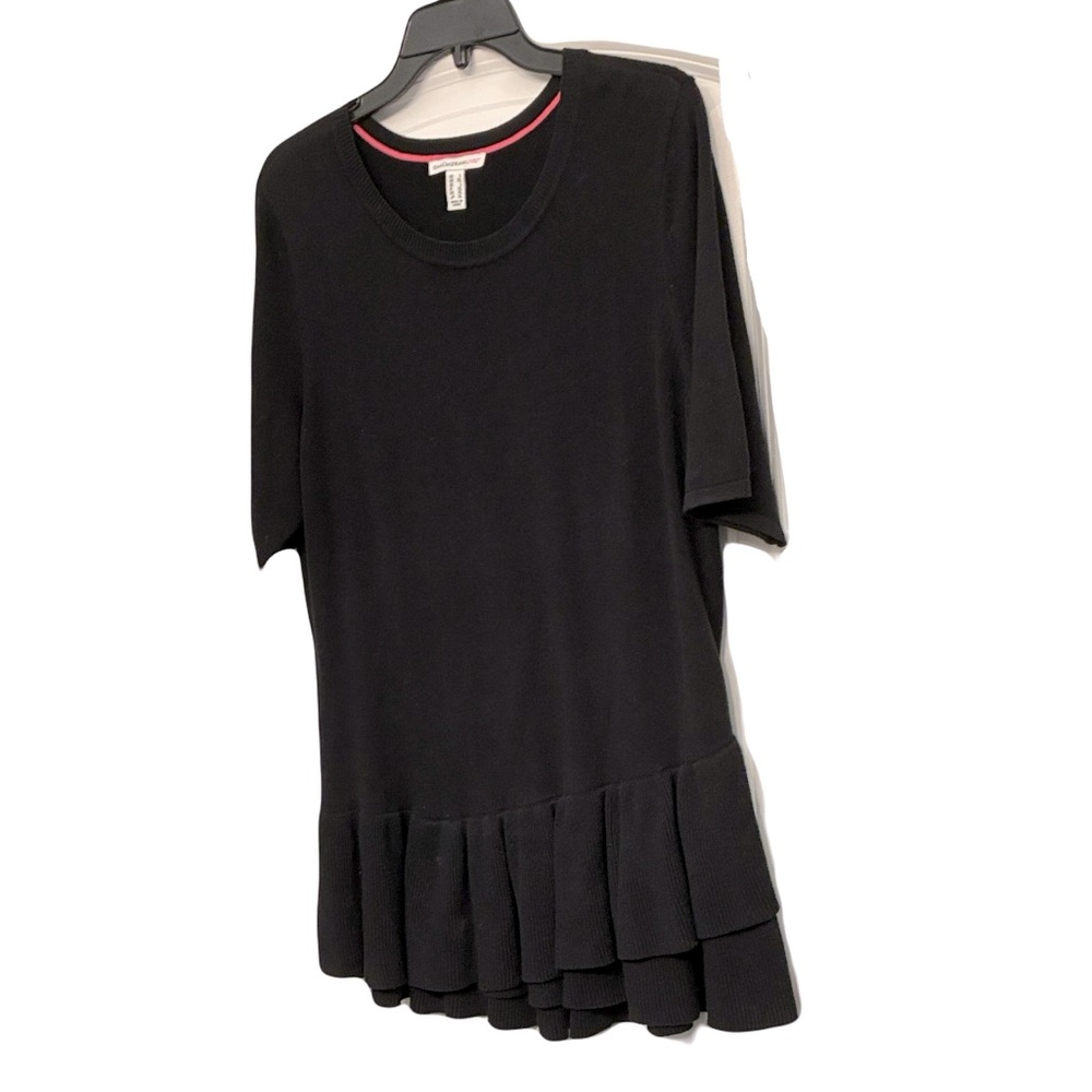 Elegant Black Ruffled Women's Sweater Dress